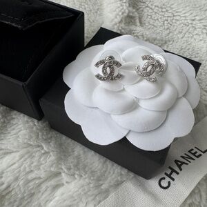 Chanel crystal silver earrings